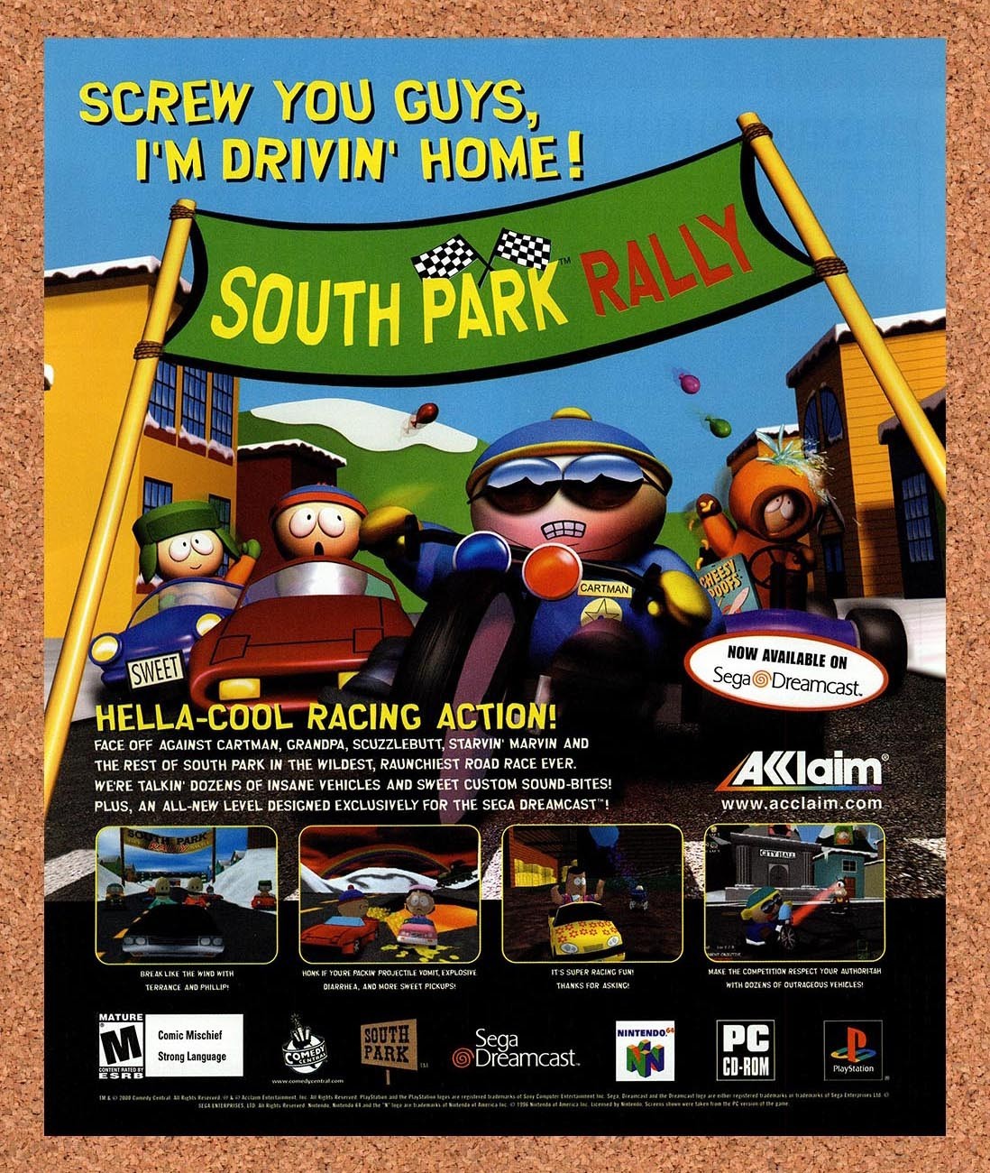 2000 South Park Rally N64 Original Advertisement / Retro Promo v1