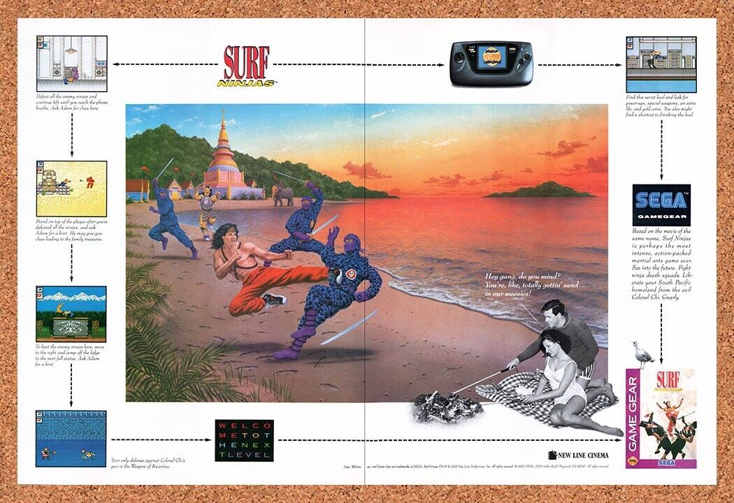 1993 Surf Ninjas Game Gear Original Advertisement / Retro Wall Art v3