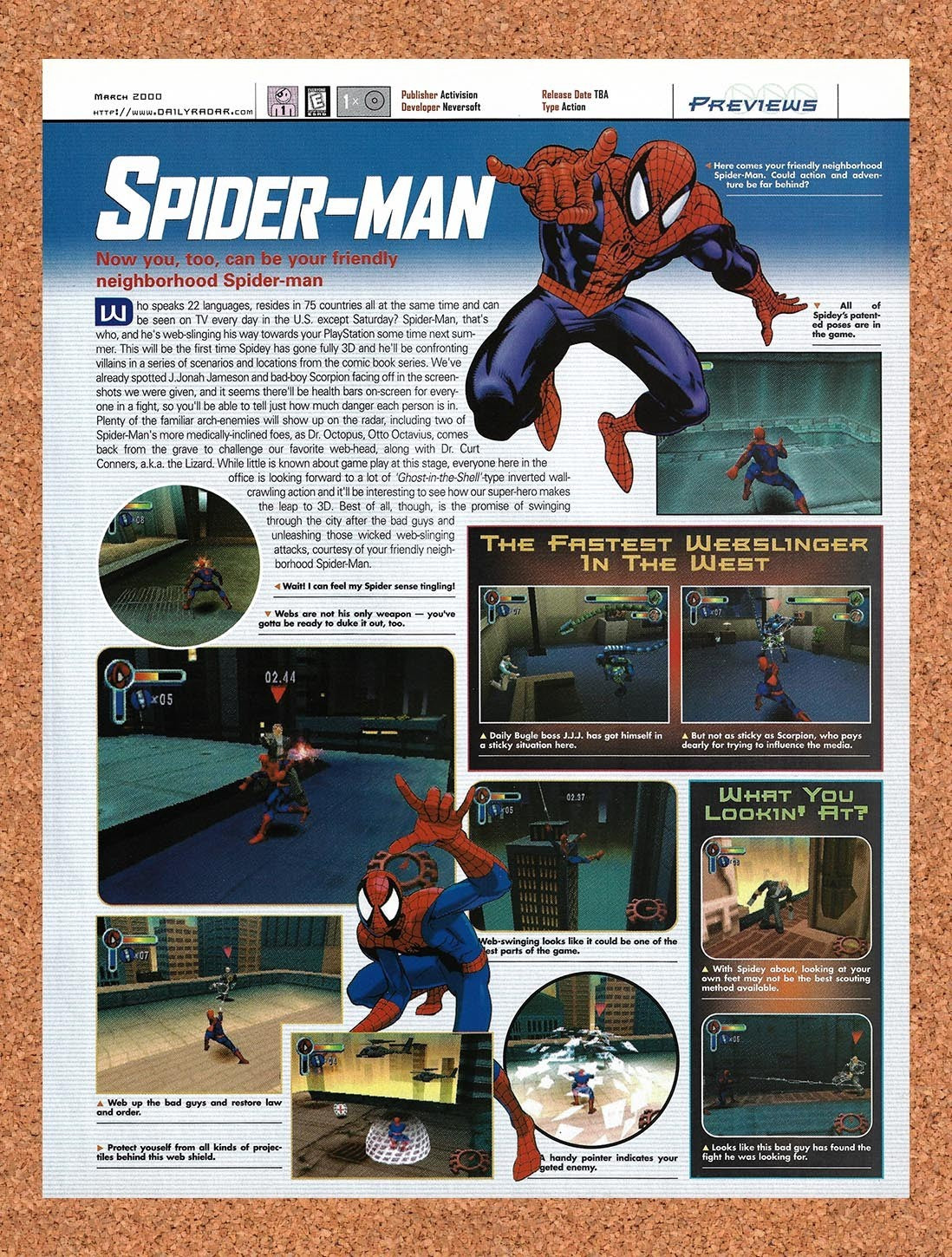 2000 Spider-Man PS1 Original Advertisement / Retro Promo vr2