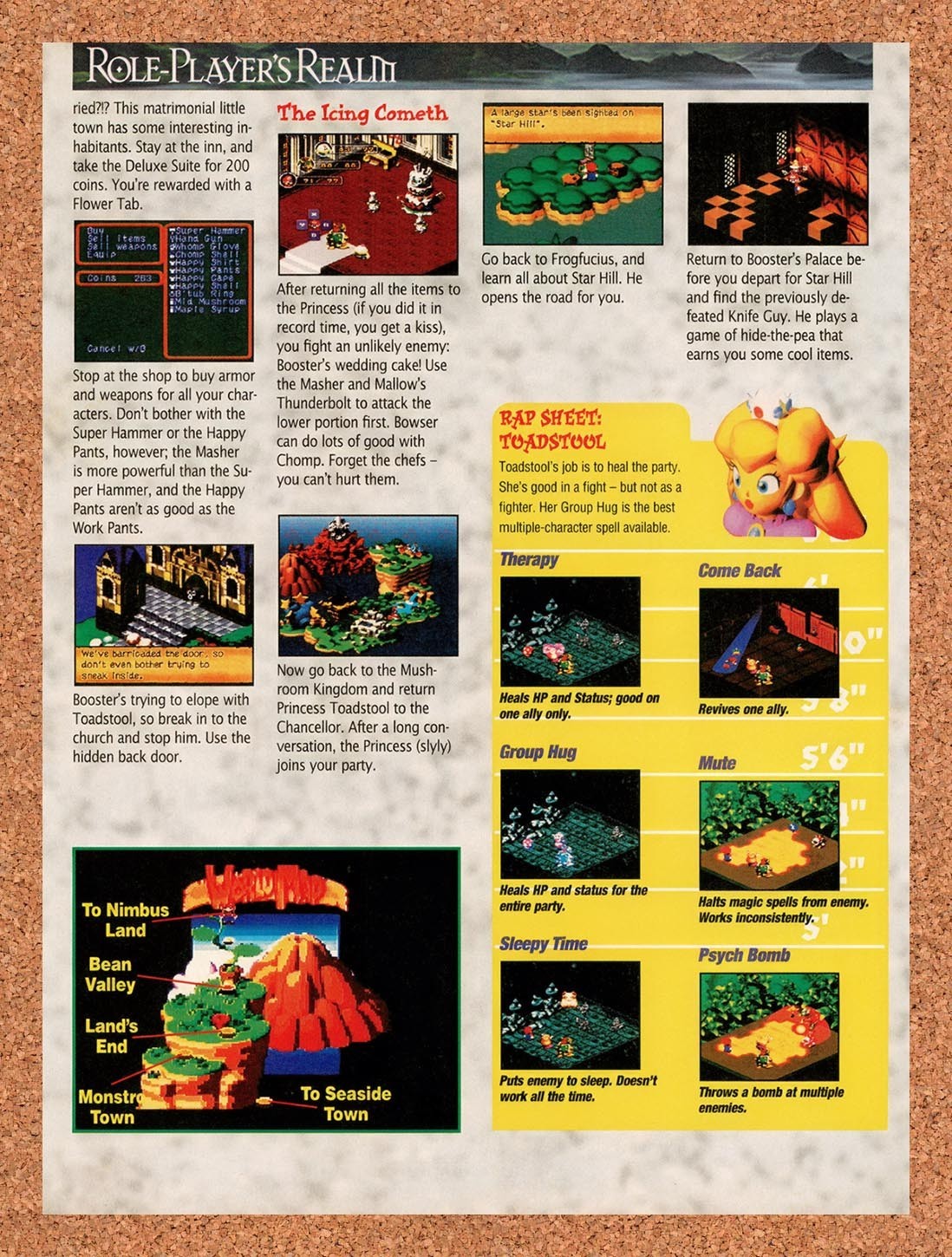 1997 Mario RPG Princess Toadstool Rap Sheet Original Advertisement / Promo vr7