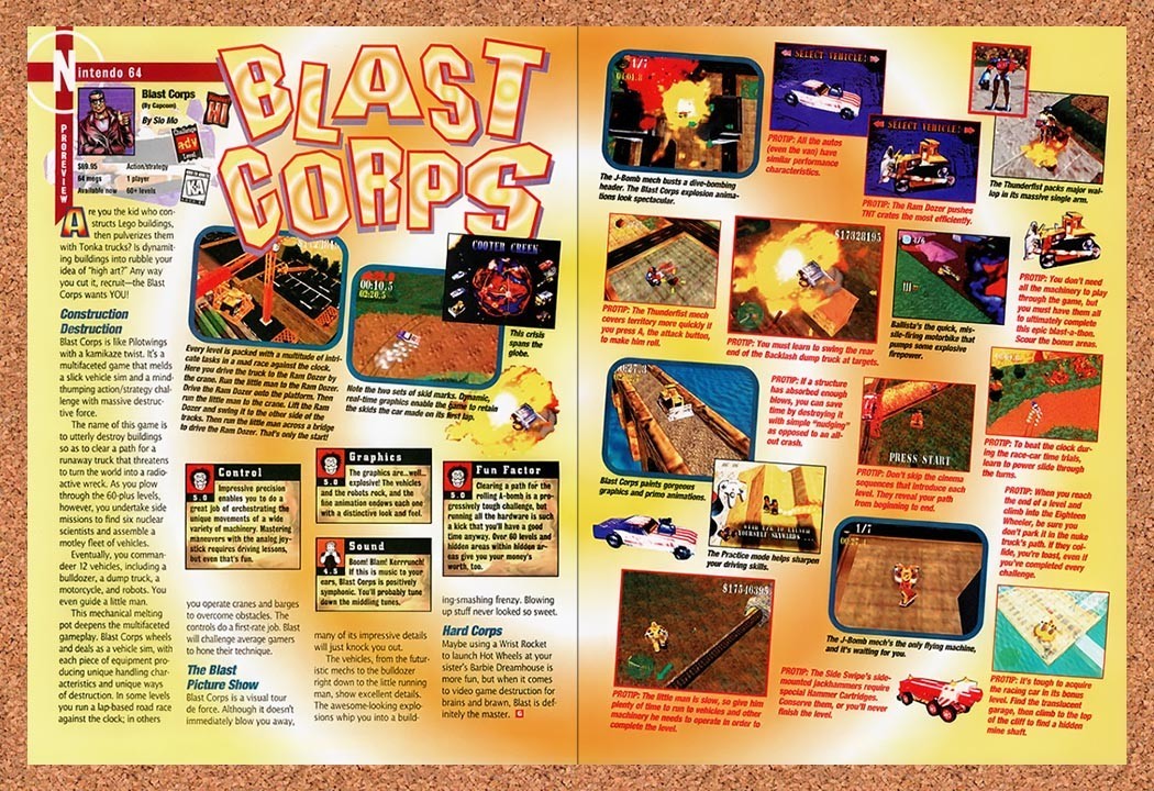 1997 Blast Corps N64 Original Advertisement / Retro Promo vr1