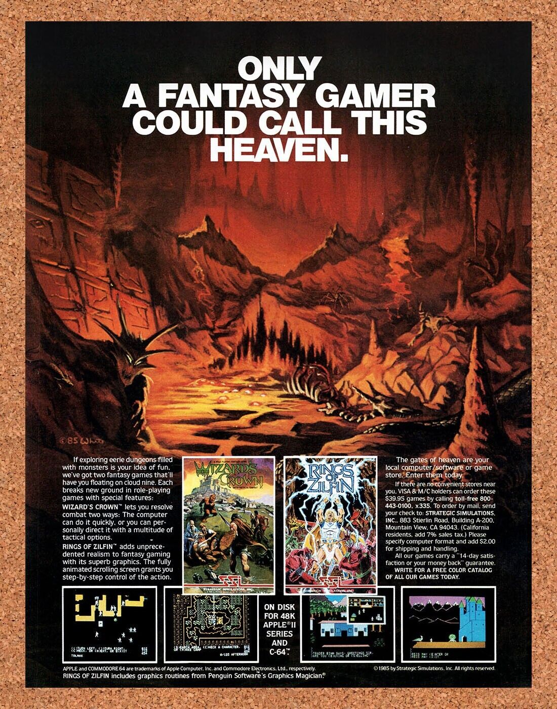 Wizard's Crown Rings Of Zilfin Apple-II Original 1986 Vintage Ad - Art Promo