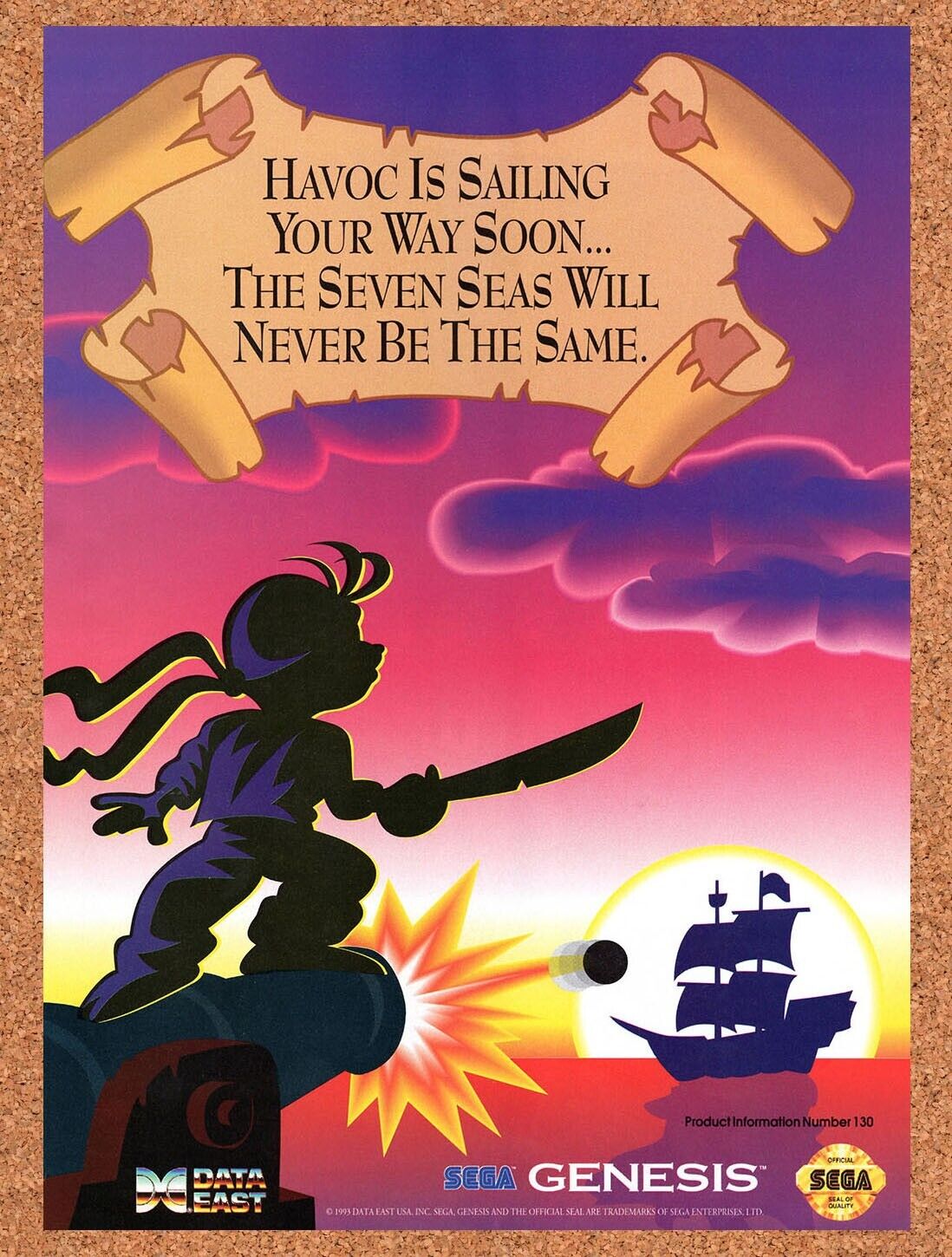 1993 High Seas Havoc Genesis Original Advertisement / Retro Wall Art v1