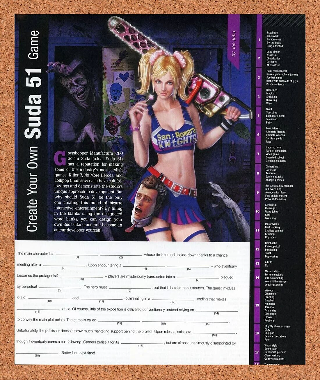 Lollipop Chainsaw PS3 Sweepstakes Original 2013 Ad Authentic Video Game Promo