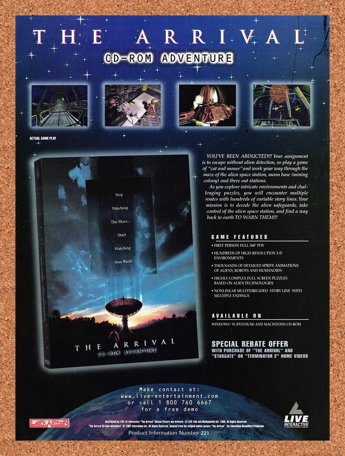 1997 The Arrival PC Original Advertisement / Retro Promo v2