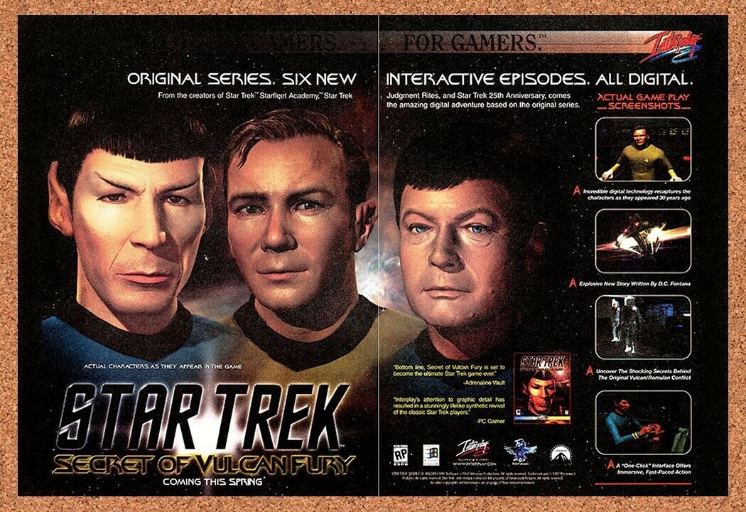 Star Trek Secret Of Vulcan Fury PC Original 1998 Ad Authentic Video Game Promo