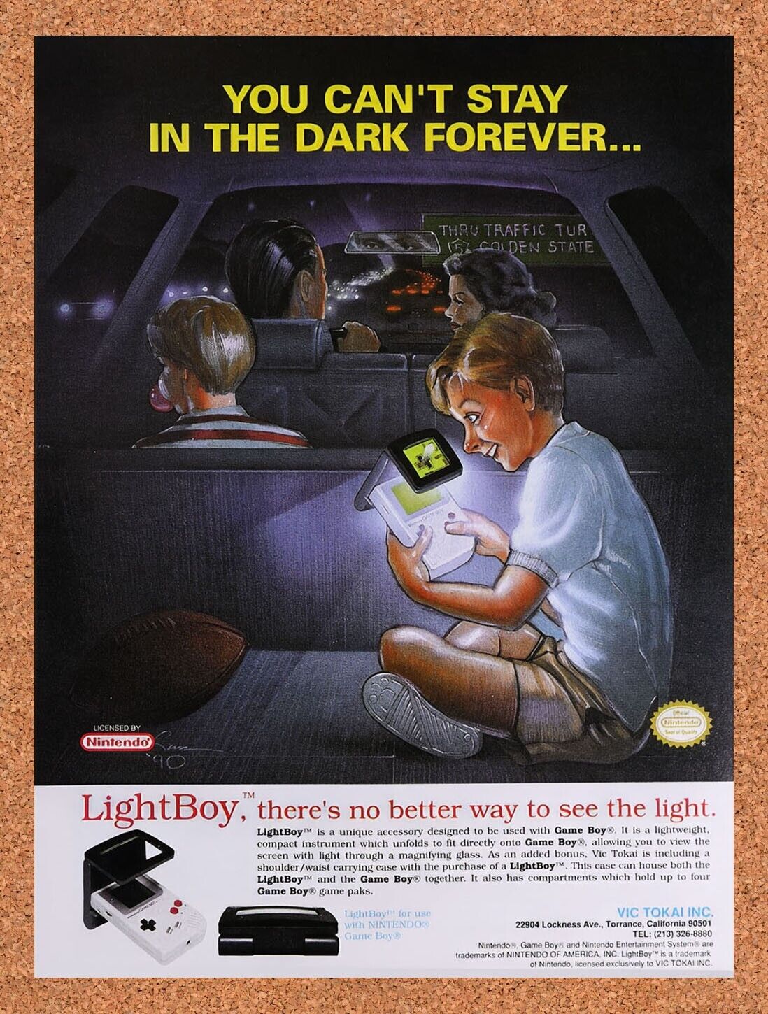 1990 Game Boy Light Boy Original Advertisement / Retro Wall Art v9