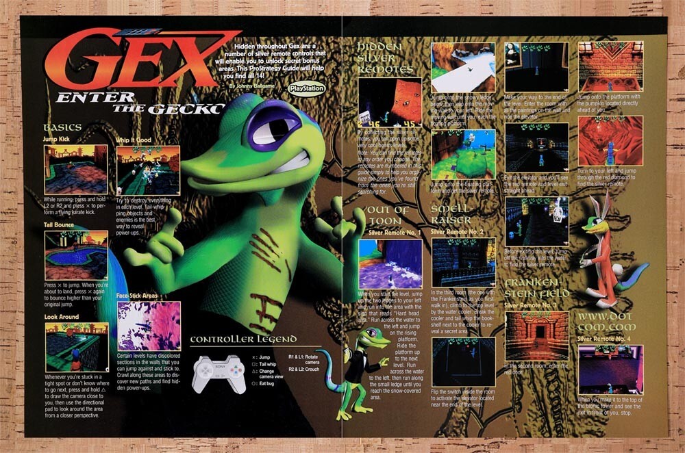 1998 Gex Enter The Gecko PS1 Original Advertisement / Retro Wall Art v2