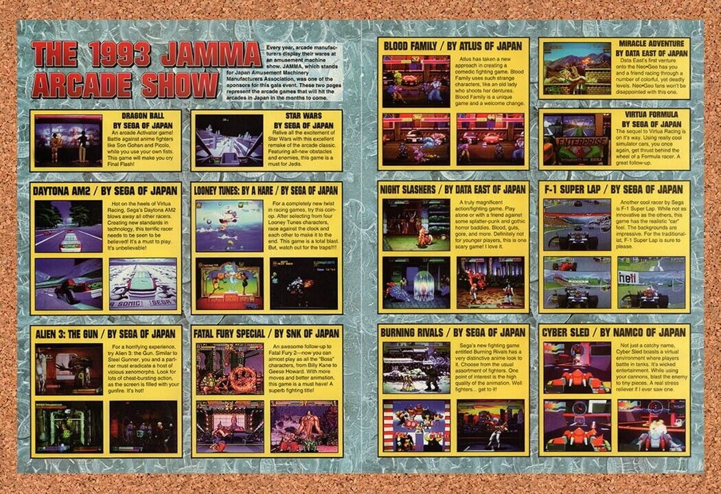 1993 Jamma Arcade Show 1994 Original Advertisement / Retro Wall Art v1