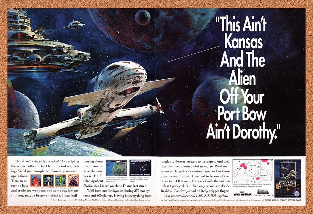 1992 Starflight Genesis Original Advertisement / Retro Wall Art v1