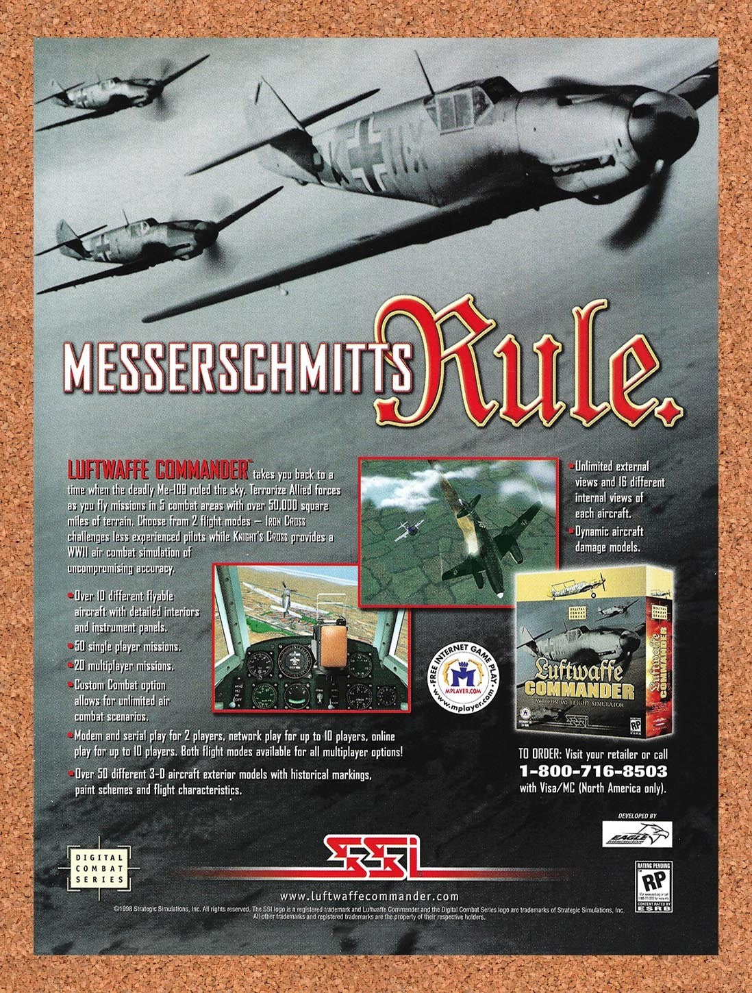 1998 Luftwaffe Commander PC Original Advertisement / Retro Promo v1