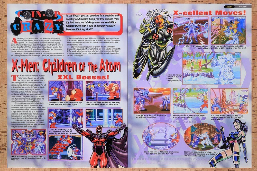 1995 X-Men Children Of The Atom Coin-Op Original Ad / Retro Wall Art v2