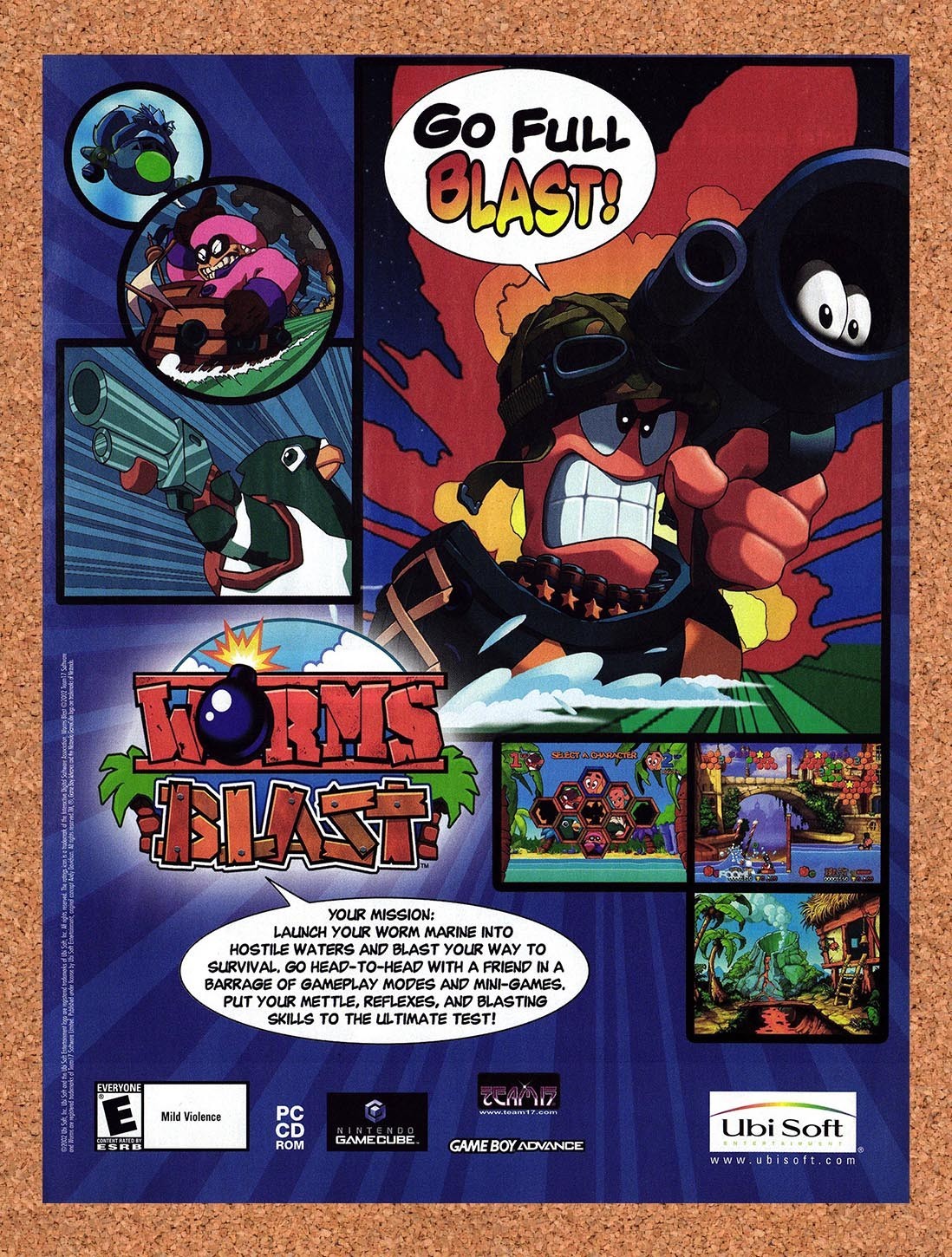 2002 Worms Blast GameCube Original Advertisement / Retro Promo v1