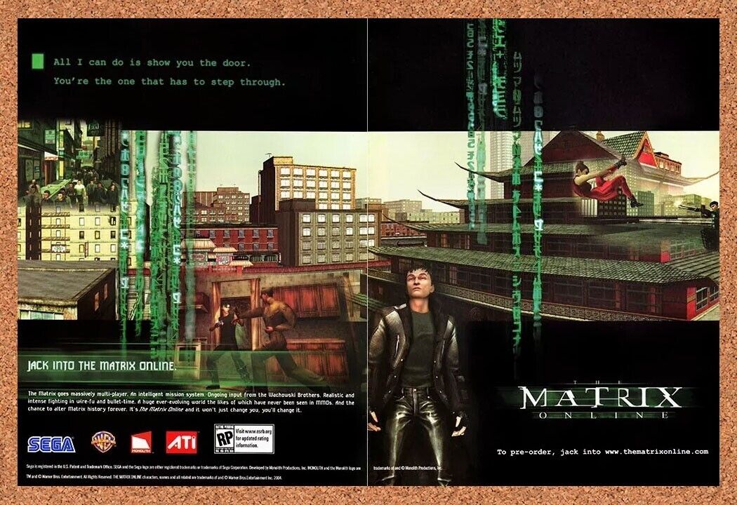 The Matrix Online PC Original 2006 Ad Authentic Neo Sega Online Game Promo v1