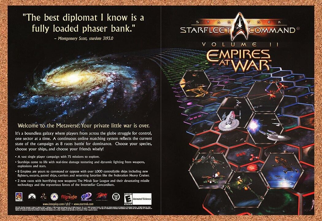 2001 Star Trek Starfleet Command 2 Empires At War PC Original Ad / Wall Art v2