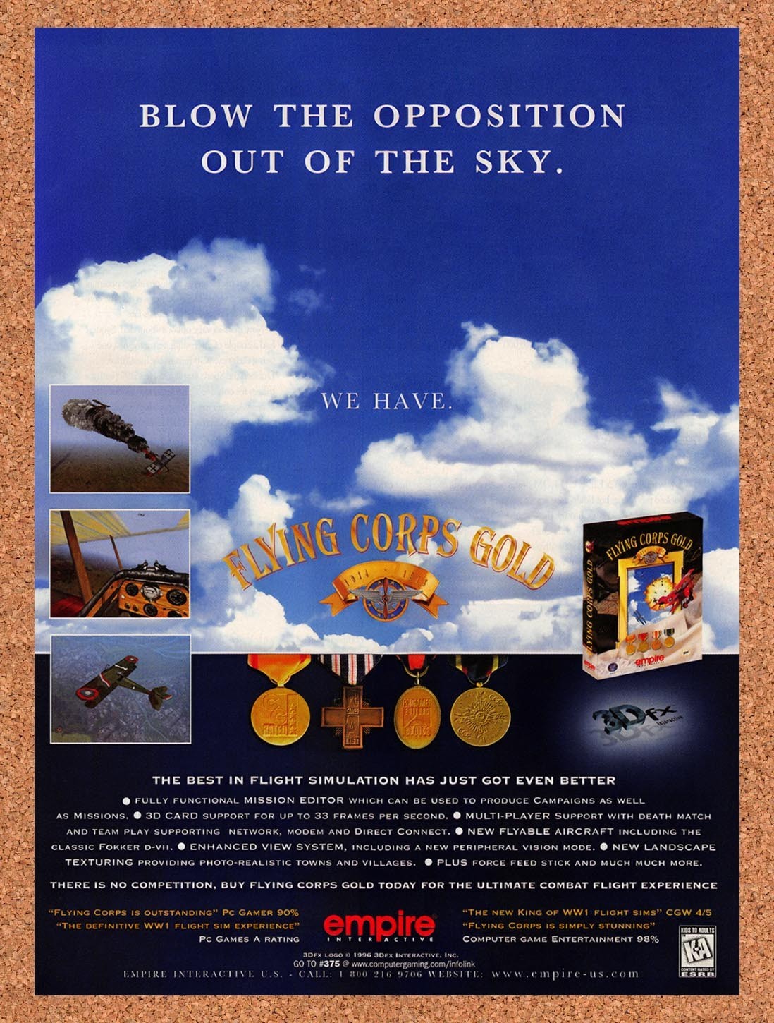 1998 Flying Corps Gold PC Original Advertisement / Retro Promo v1