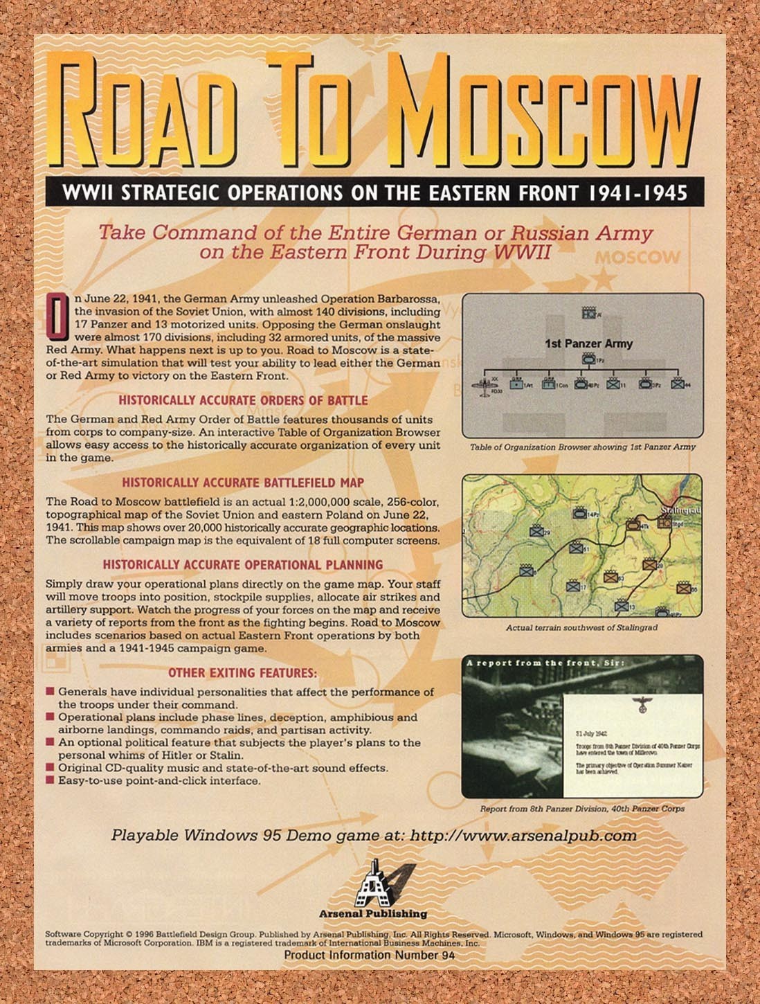 1997 Road To Moscow PC Original Advertisement / Retro Promo v1