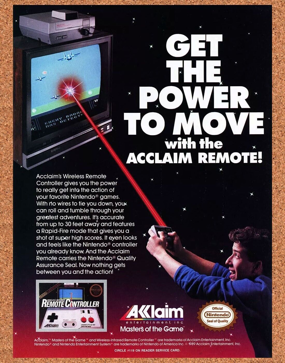NES Wireless Controller Original 1990 Ad Authentic Nintendo Video Game Promo