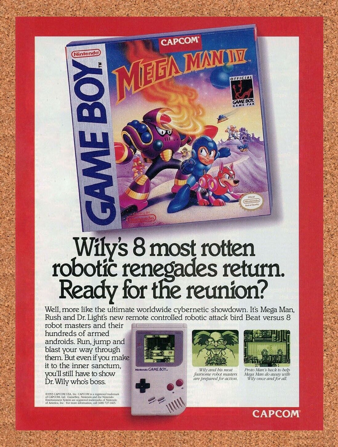 Mega Man IV 4 Game Boy Original 1993 Ad Authentic Nintendo Video Game Promo