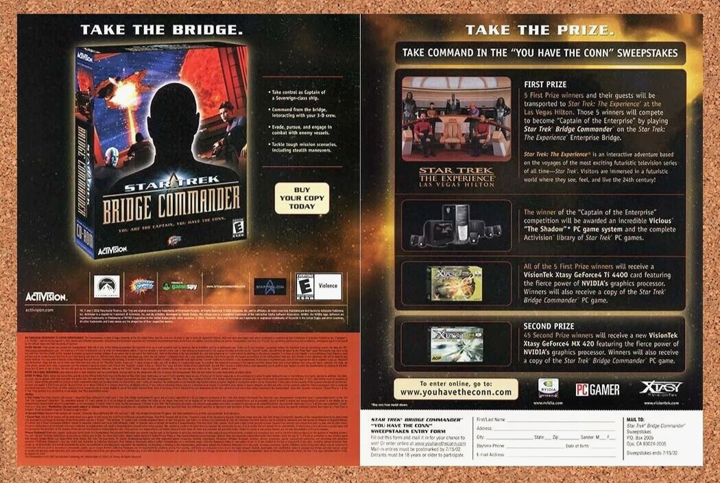 Star Trek Bridge Commander PC Original 2004 Ad Authentic Video Game Promo