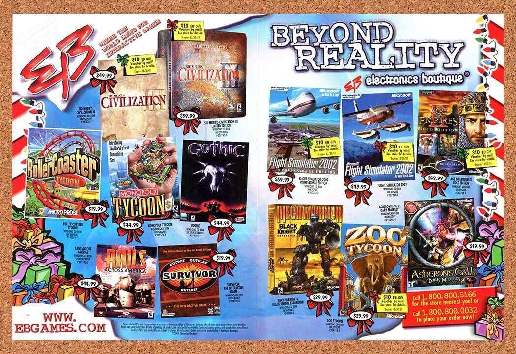 EB Games Christmas Original 2003 Ad Authentic Flight SIM Video Game Promo v3