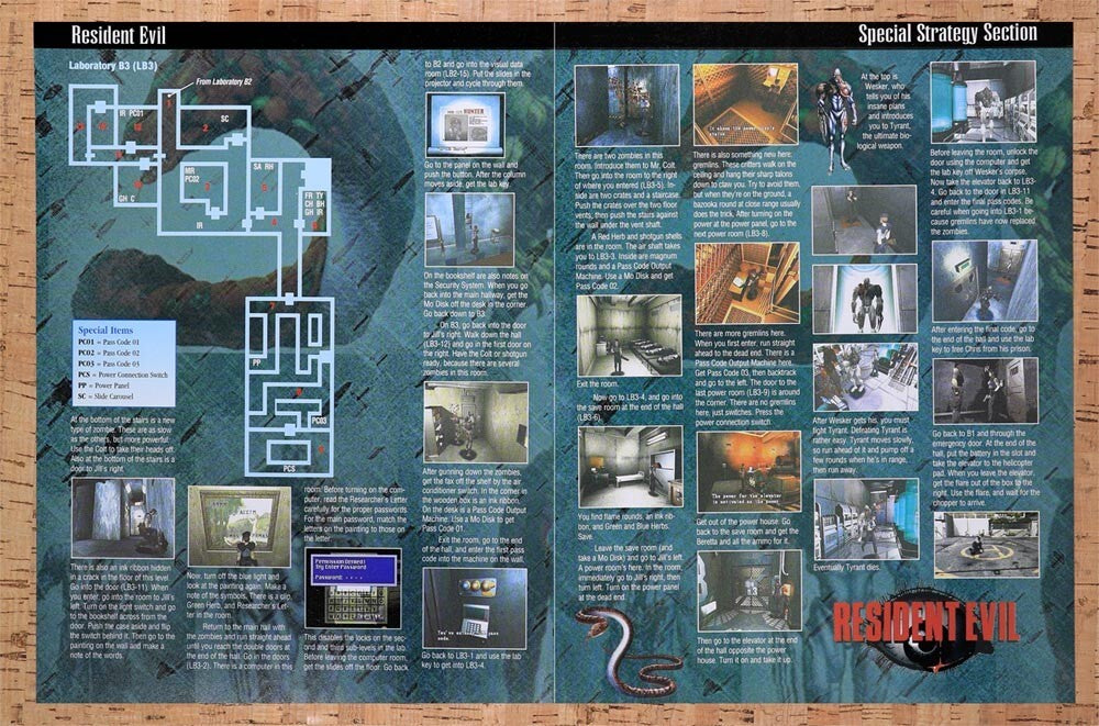 1996 Resident Evil Laboratory B3 Map Original Advertisement / Retro Wall Art v2