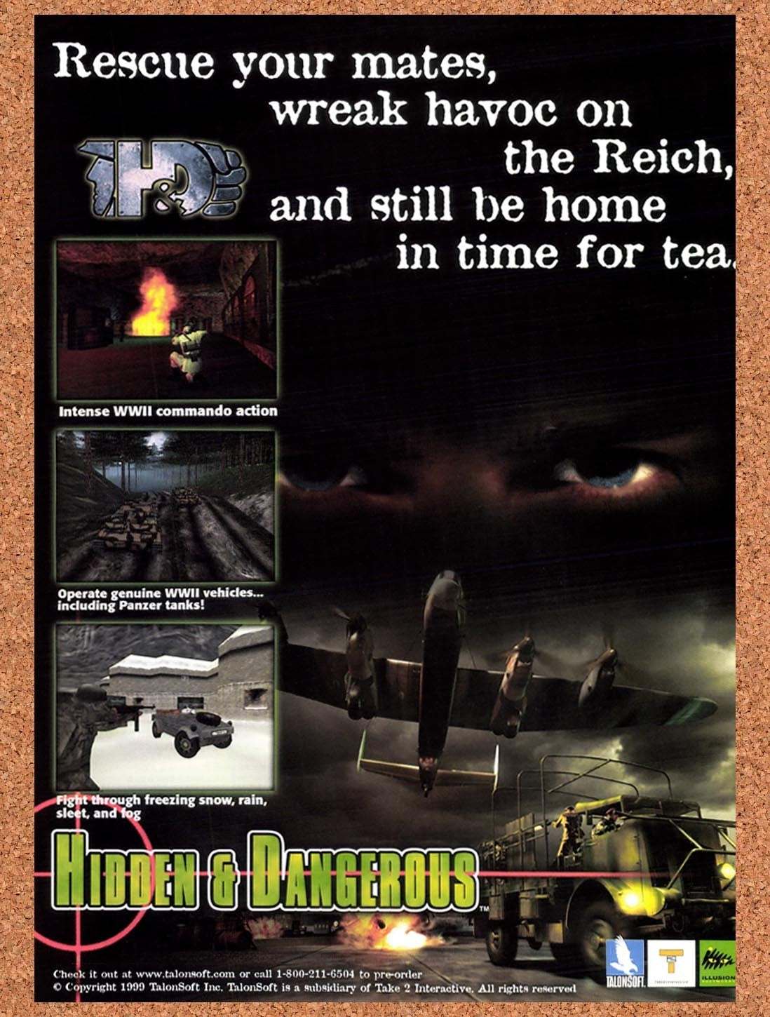 1999 Hidden & Dangerous PC Original Advertisement / Retro Promo v1