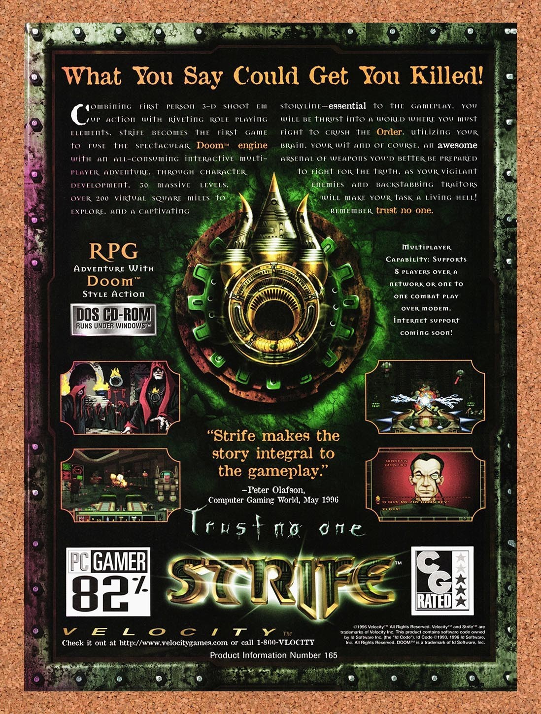 1996 Strife PC Original Advertisement / Retro Promo v2