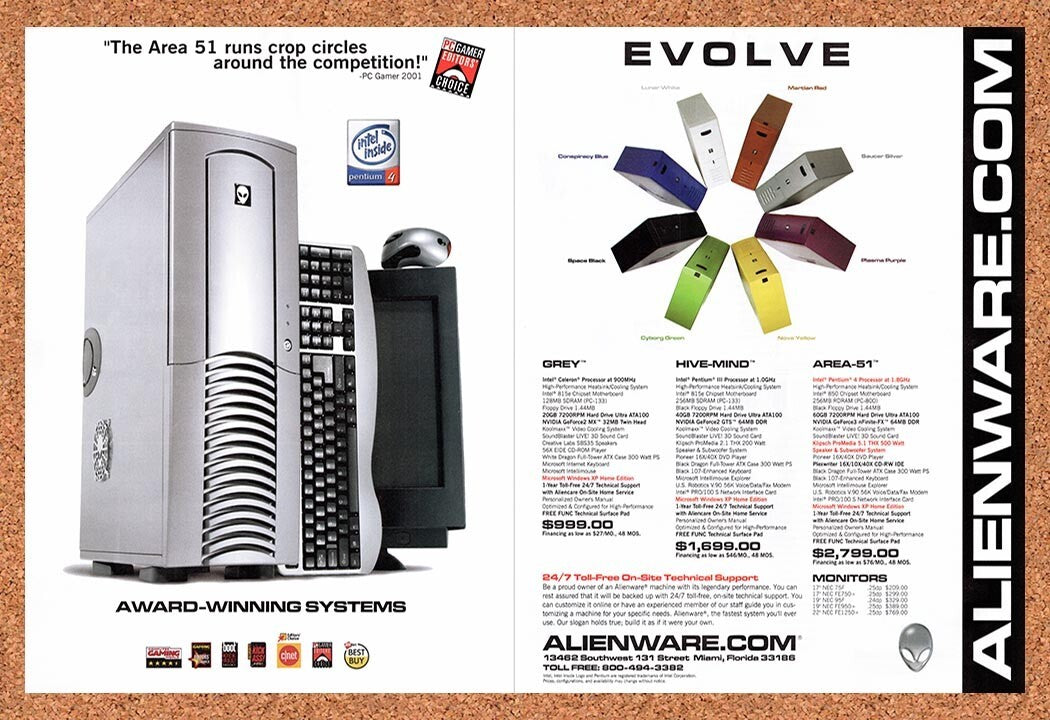 2001 Alienware Evolve Area-51 Original Advertisement / Retro Promo v6