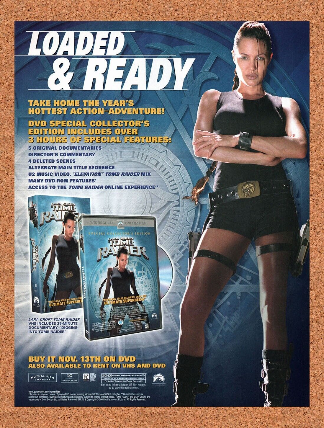 2001 Tomb Raider VHS DVD Movie Original Advertisement / Retro Wall Art v1