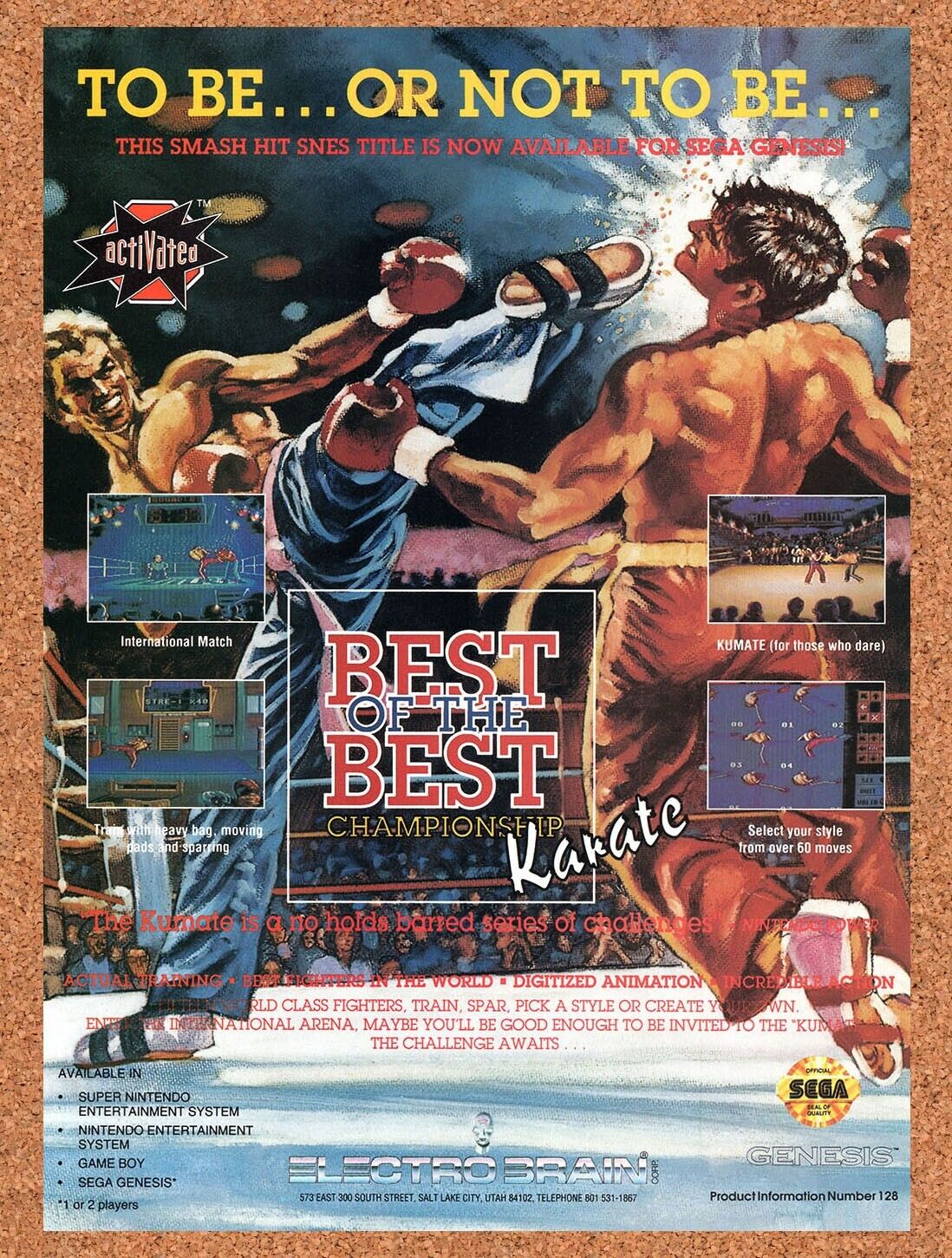 1993 Best Of The Best Championship Karate Genesis Original Ad / Retro Wall Art