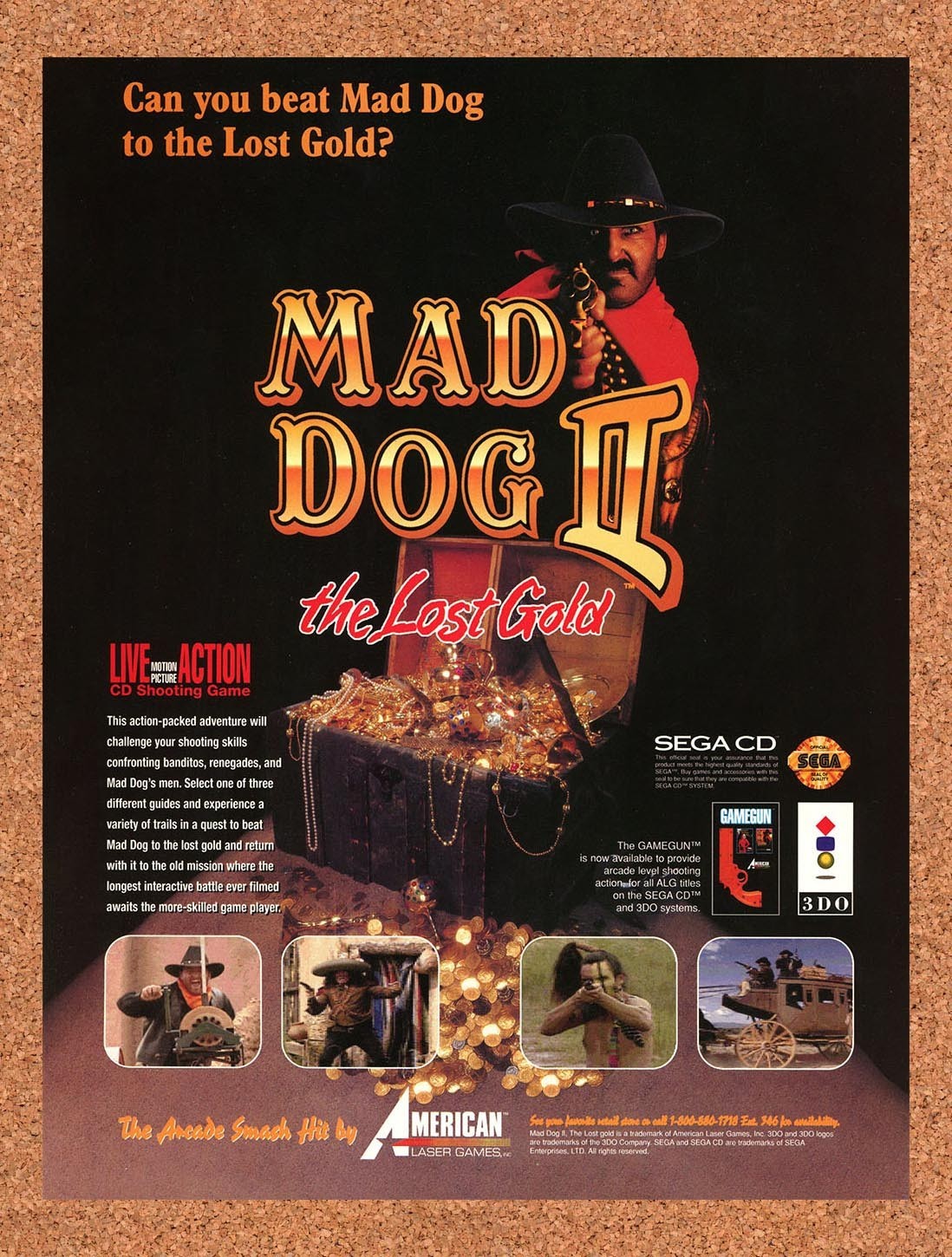 1994 Mad Dog II The Lost Gold Sega CD Original Advertisement / Retro Promo v1