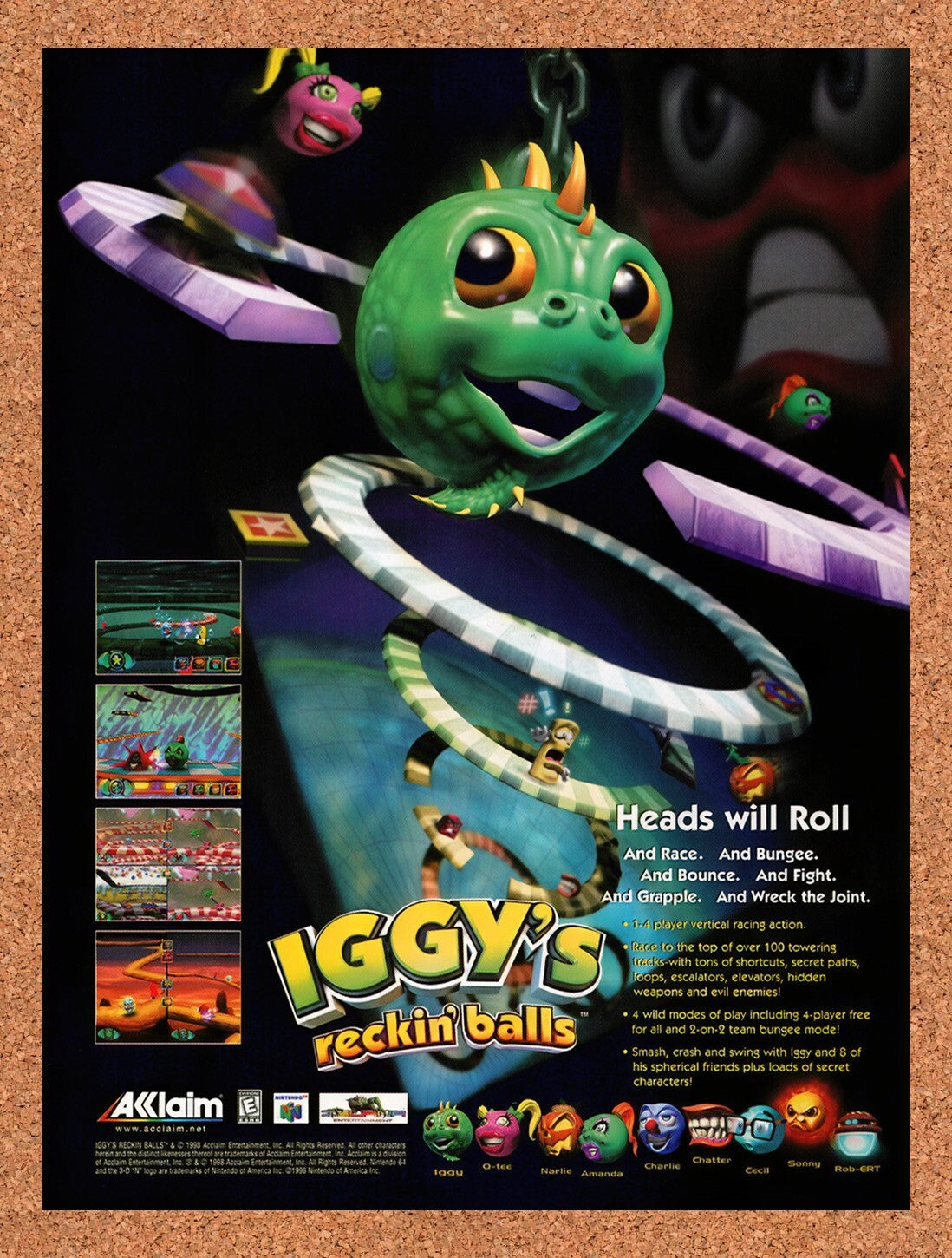 1998 Iggys Reckin Balls N64 Original Advertisement / Retro Wall Art v1