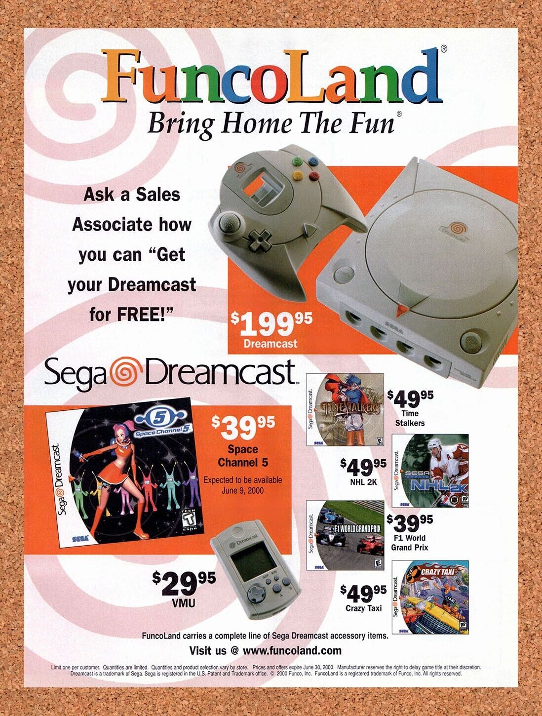 FuncoLand Original 1995 Vintage Ad - Dreamcast Console Video Game Promo