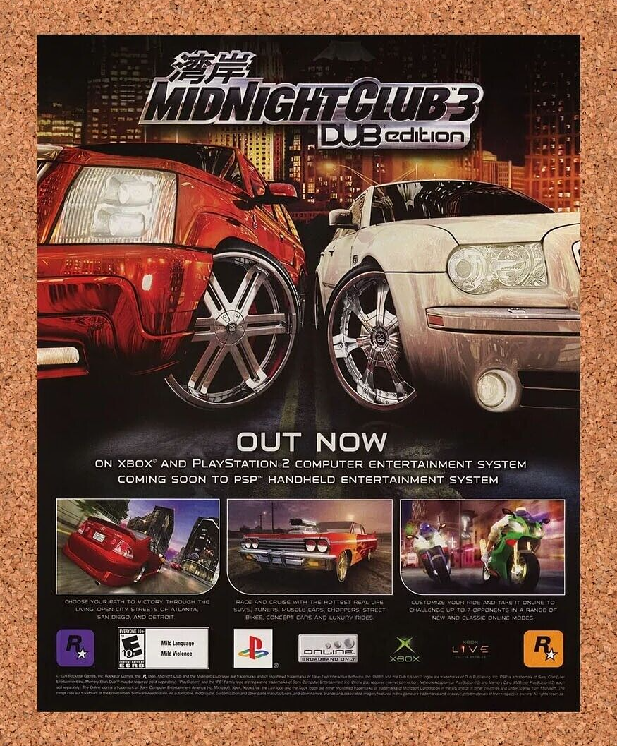 Midnight Club DUB Edition Original 2006 Ad Authentic Racing Video Game Promo v1