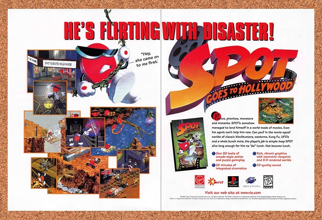 1997 Spot Goes To Hollywood PS1 Original Advertisement / Retro Promo v1