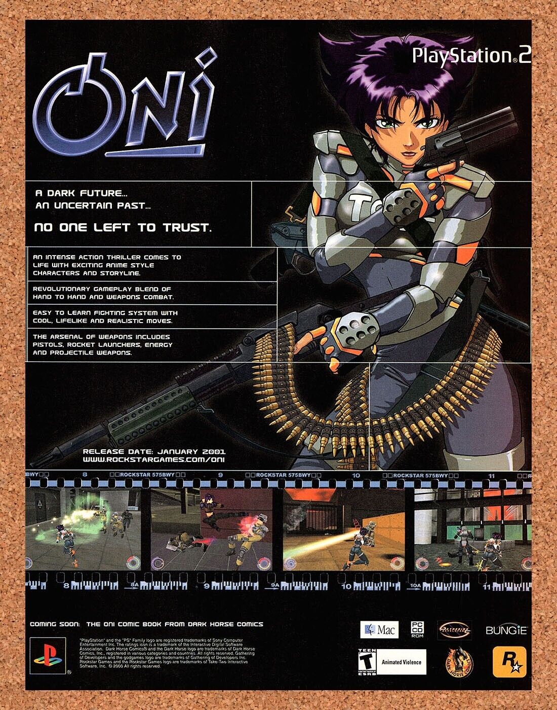 Oni PS2 Original 2003 Ad Authentic Rockstar Video Game Promo Wall Art 7