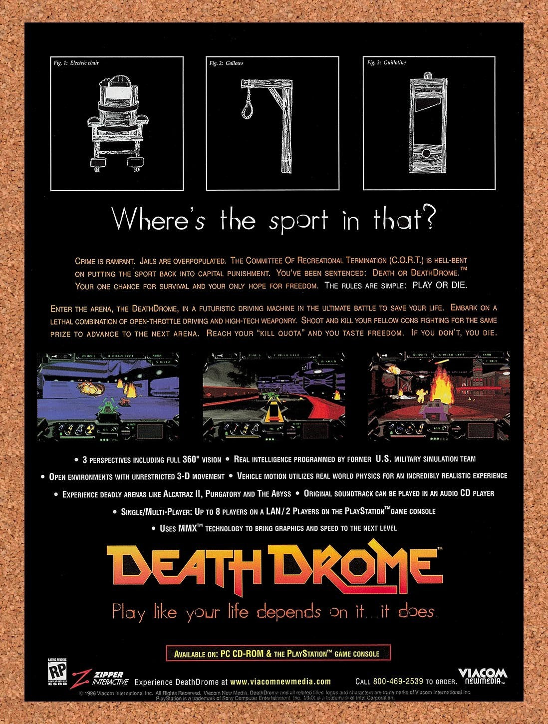 1996 Death Drome PC Original Advertisement / Retro Promo v1