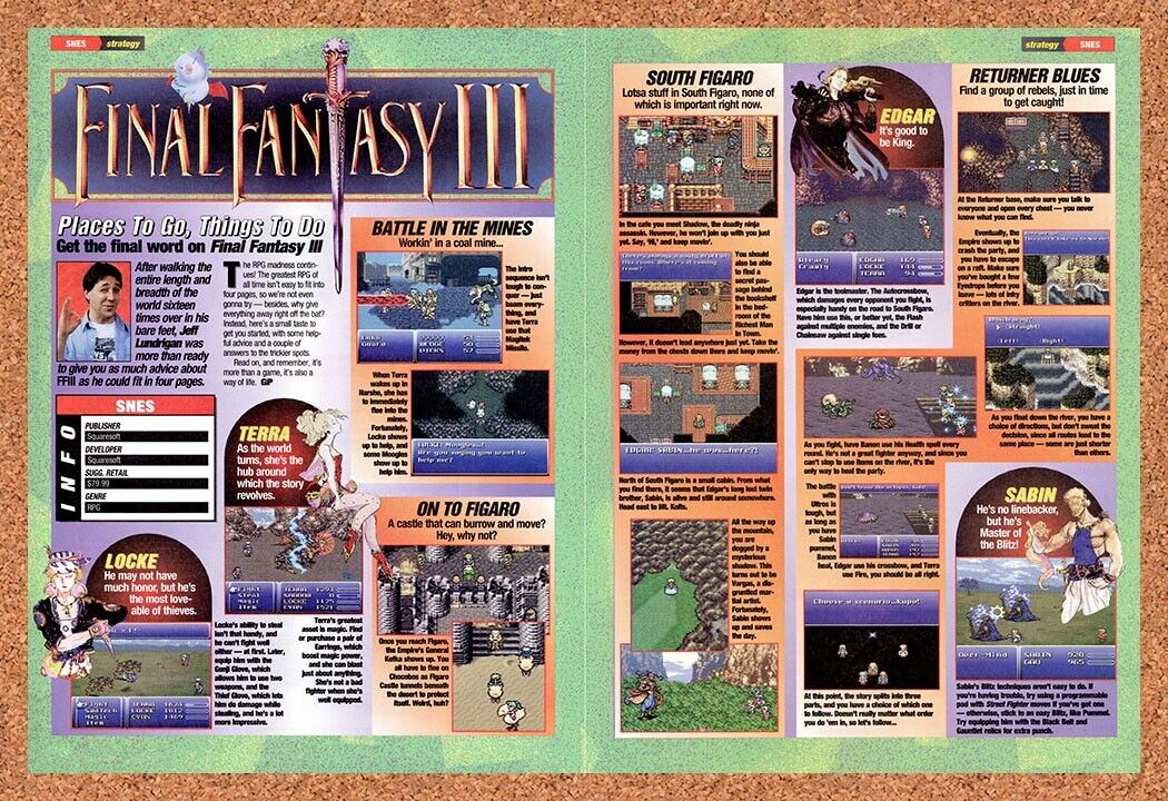 1994 Final Fantasy III SNES Original Advertisement / Retro Wall Art v4