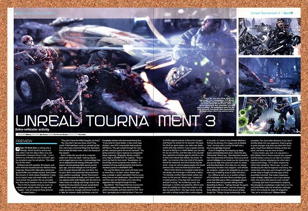 Unreal Tournament 3 PC Original 2007 Vintage Ad - Video Game Review Promo