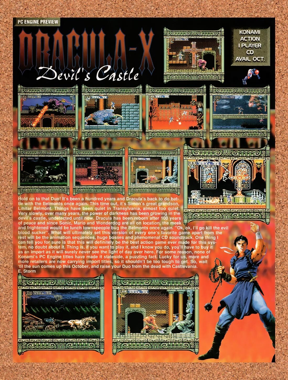 1993 Castlevania Rondo Of Blood PC Engine Original Ad / Retro Wall Art v1