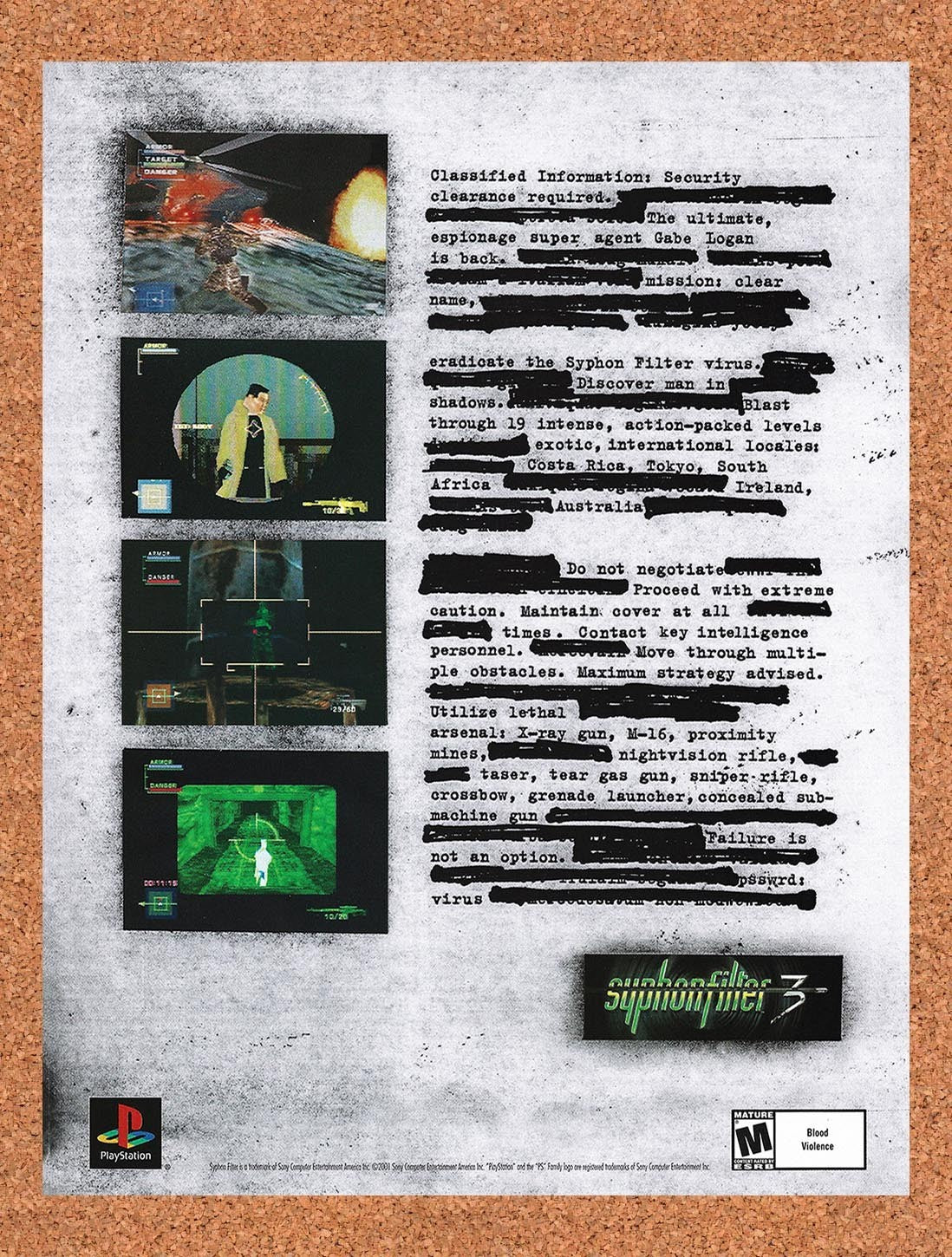 2002 Syphon Filter 3 PS1 Original Advertisement / Retro Promo v2