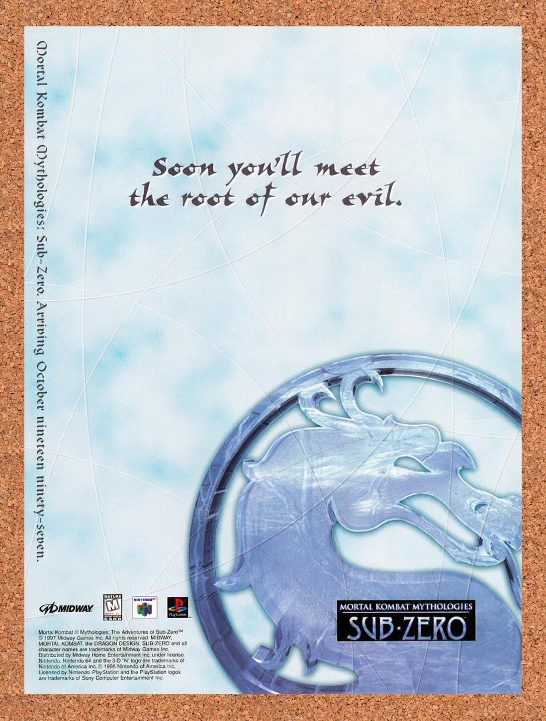 1997 Mortal Kombat Mythologies Sub-Zero PS1 Original Advertisement / Promo v5