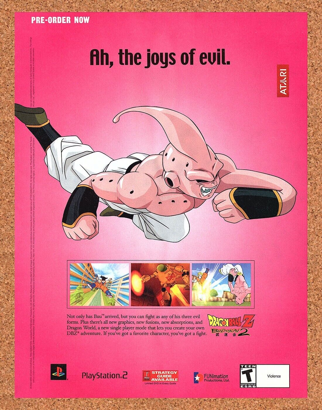 Dragonball Z Budokai 2 PS2 Original 2007 Ad Authentic Majin Video Game Promo