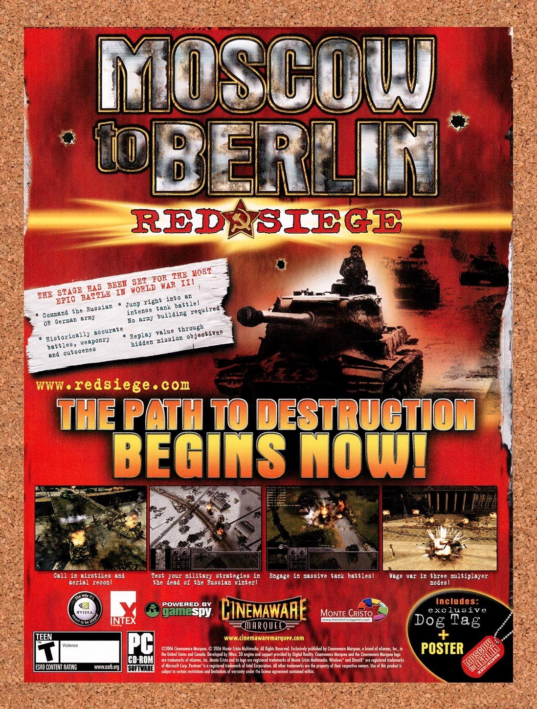 2006 Moscow To Berlin Red Siege PC Original Advertisement / Retro Promo v1