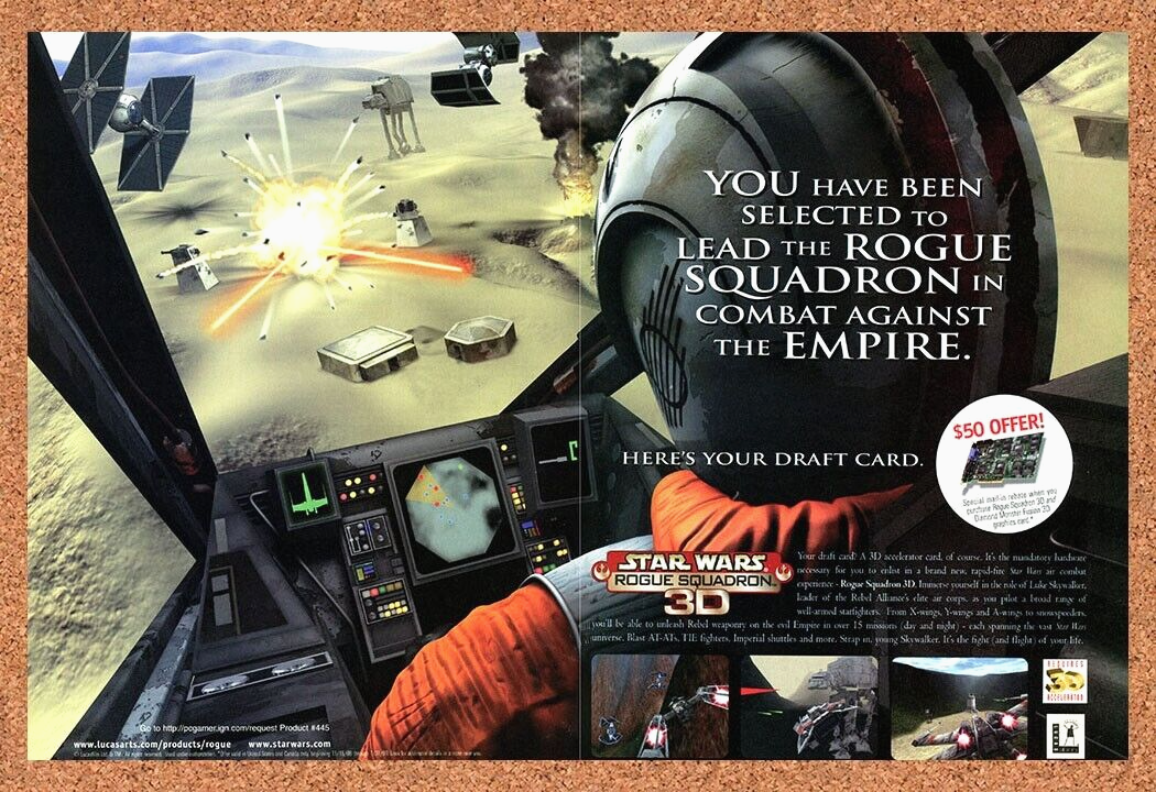 Star Wars Rogue Squadron 3D PC Original 1999 Ad Authentic Video Game Promo
