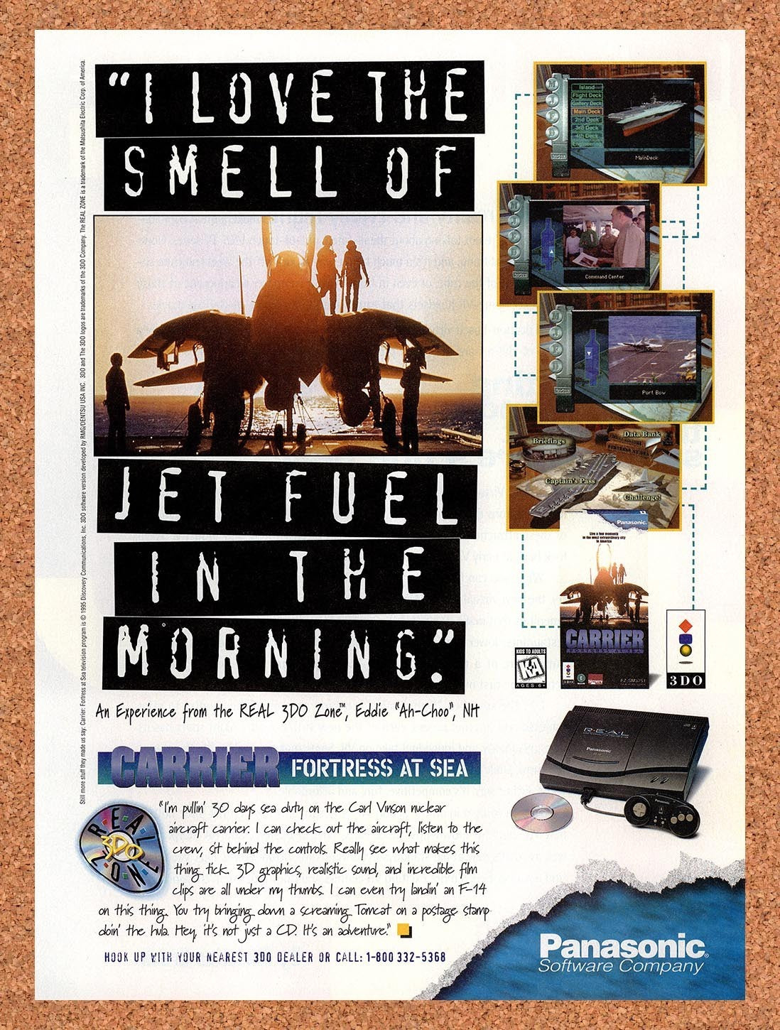 1995 Carrier Fortress At Sea 3DO Original Advertisement / Retro Promo v1