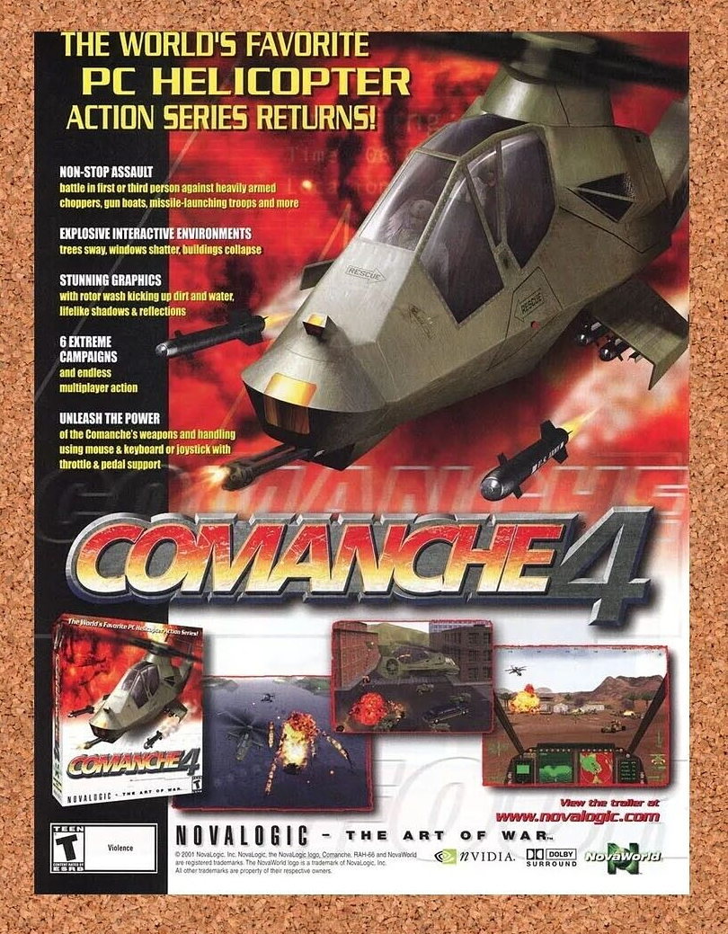 Commanche 4 PC Original 2004 Ad Authentic nVidia Flight SIM Video Game Promo