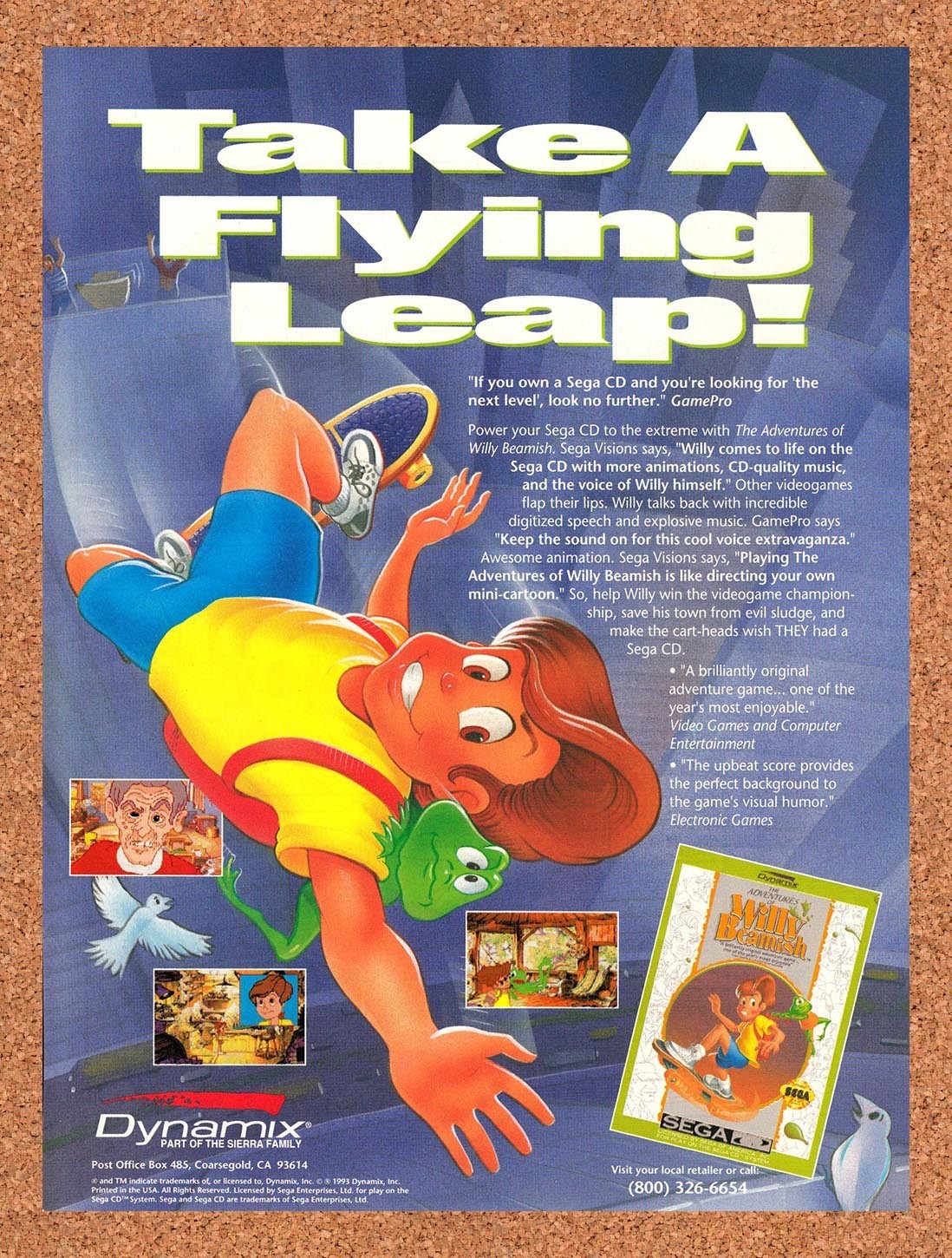 1993 Willy Beamish Sega CD Original Advertisement / Retro Promo v1