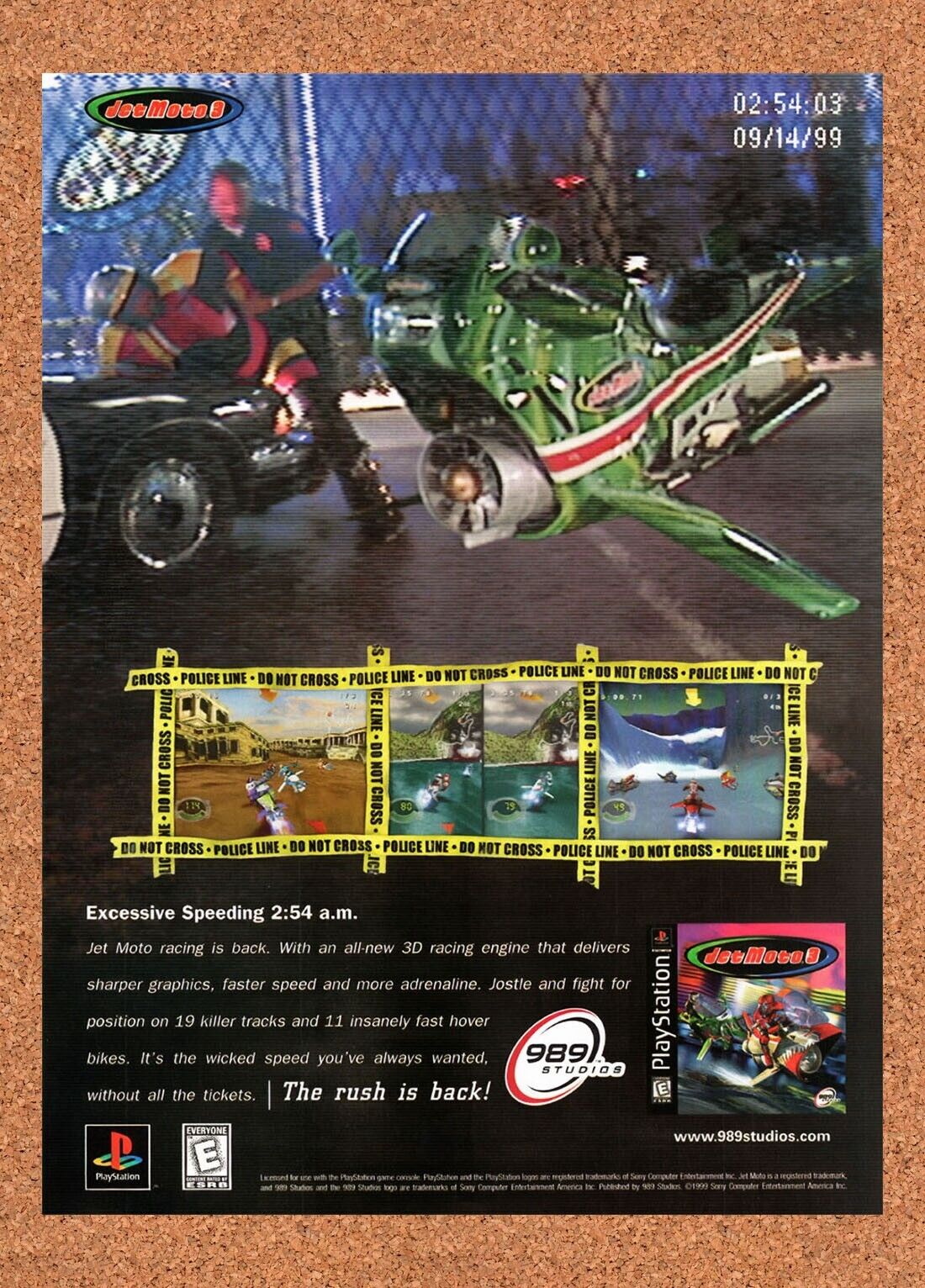 1998 Jet Moto 3 PS1 Original Advertisement / Retro Wall Art v1